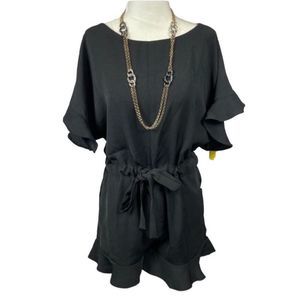 FRENCH CONNECTION NWT Black Ruffle Short Sleeve Playsuit Romper US 2